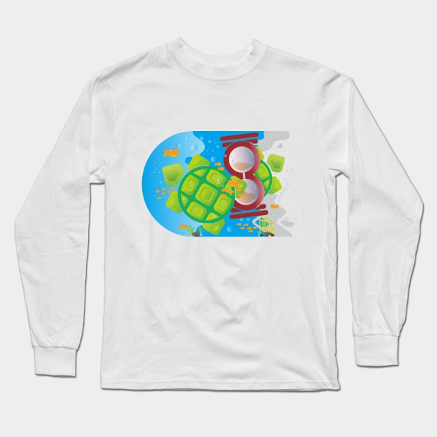 Sea and Marine Illustration Long Sleeve T-Shirt by radeckari25